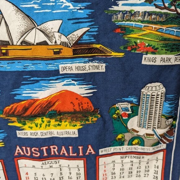 Vintage Australian Sydney Opera House Linen Fabric Calendar 1974 - Picture 2 of 7